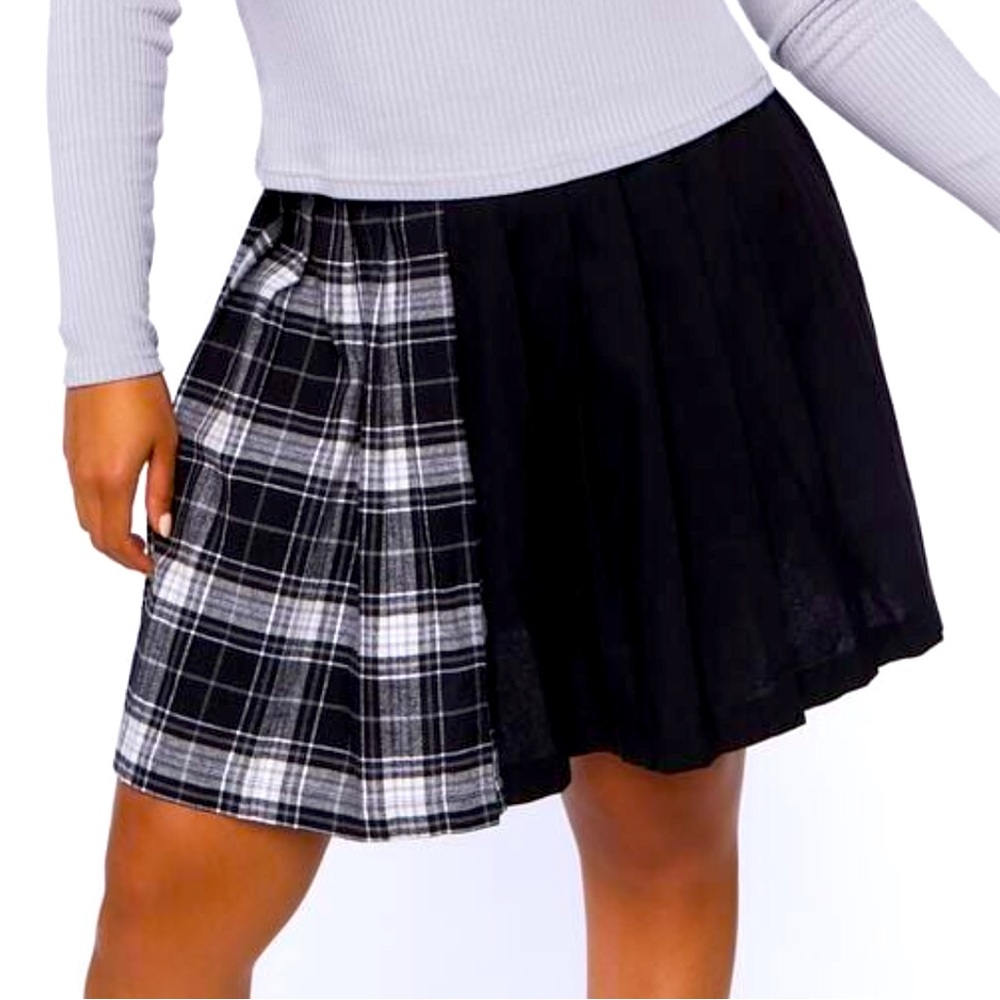 Plaid Mini Skirt Black and Gray